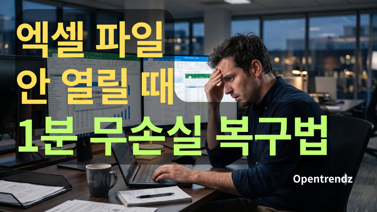 엑셀 파일 손상 복구 방법 오류 경고창 해결