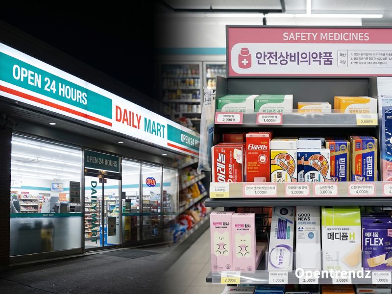 24시간 편의점 안전상비의약품 매대